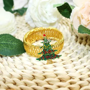 Gold metal spring curtain tieback with sparkling rhinestone Christmas tree decoration for home decor
