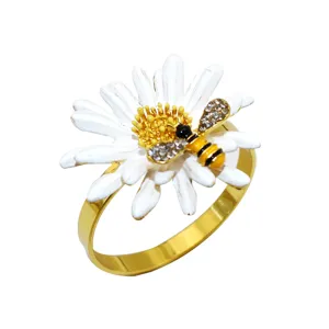 Portatovaglioli margherita ape lega decorazione tavola festa primaverile matrimonio dorato