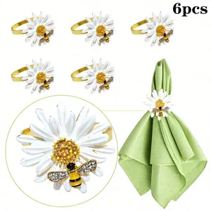 Portatovaglioli di Pasqua con Fiore di Margherita in Lega Strass Portatovaglioli Decorazione per Festa Matrimonio Banchetto