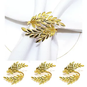 Metal Leaf Napkin Rings Gold Silver Rose Gold Black Napkin Holders Modern Minimalist Table Decor For Wedding Party