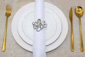 Vintage octopus napkin ring metal sea life napkin buckle for wedding party table decor 8pcs