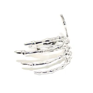 Silver skeleton hand ring gothic knuckle claw ring Halloween party jewelry accessory