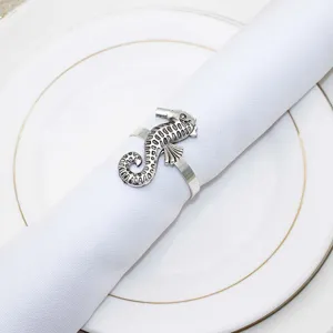 Vintage silver seahorse napkin ring metal marine life table decor for dinner party