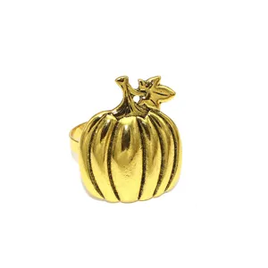 Vintage gold pumpkin napkin ring alloy thanksgiving table decor napkin holder buckle