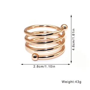 Metal spring napkin ring with double beads hotel tableware table decor 4.6x2.8cm piece
