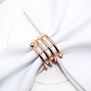Rose gold metal napkin ring multi-turn spring design elegant table decor for hotel dining