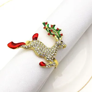 Christmas rhinestone reindeer napkin ring holiday metal table decor for hotel home dinner party
