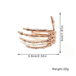 Halloween rose gold skeleton hand napkin ring for table decor and party festival holder