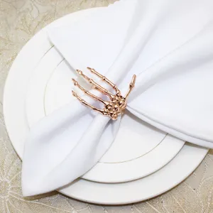 Rose gold skeleton hand napkin ring spooky table decor for Halloween party dinner settings