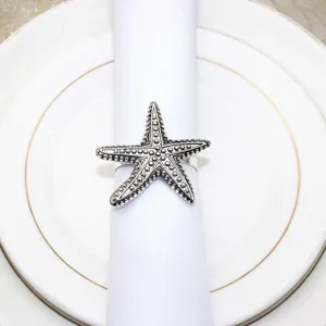 Vintage metal starfish napkin ring coastal table decor elegant dining accessory detail