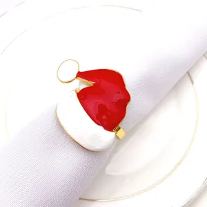 Christmas hat napkin ring metal alloy table decor for holiday party dinner table setting detail