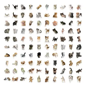 100pcs cute realistic kitten stickers for scrapbooking journal laptop phone case decor