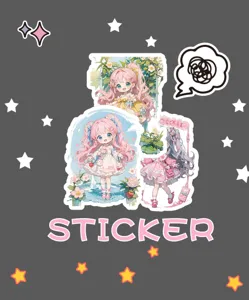 Magical girl waterproof sticker detail view, cute anime laptop and phone case decoration.