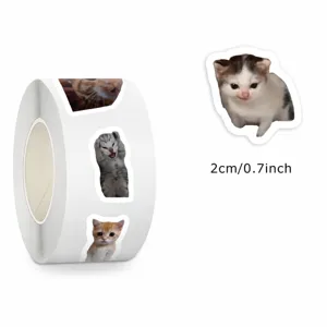500Stk Lustige Katzen Meme Aufkleber Rolle Süsse Kätzchen Sticker für Tagebuch Handyhülle