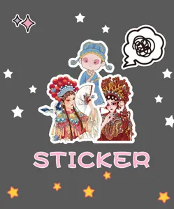 Chinese opera waterproof stickers for laptop, phone, cup, suitcase and journal decoration.