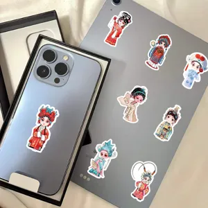 Traditional Peking opera character stickers, waterproof vinyl decals for laptop and phone.