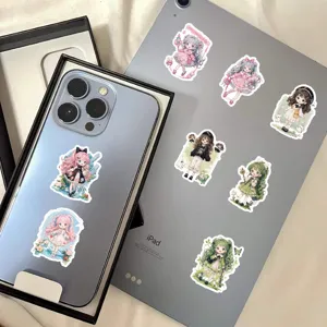 Magical girl waterproof stickers detail view, decorative decals for phone case and tablet.