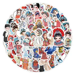 60pcs Chinese Opera Character Stickers Waterproof Cute Peking Opera Decals for Laptop Cup