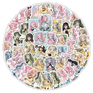Cute magical girl waterproof stickers set, aesthetic decorative decals for laptop and phone case