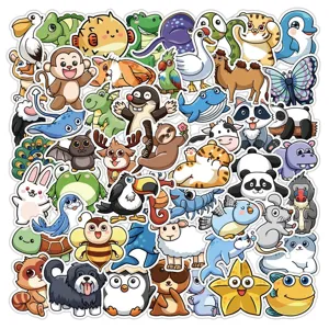 Cute cartoon animal stickers set for laptop luggage phone case waterproof vinyl decals art.