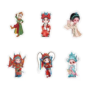 Chinese opera cartoon character waterproof stickers for laptop, phone, luggage and diary decoration.