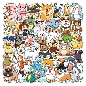Cute cartoon animal stickers pack, waterproof vinyl decals for luggage, laptop and phone.