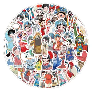 60pcs Chinese Opera Character Stickers Waterproof Decals for Laptop Phone Water Bottle