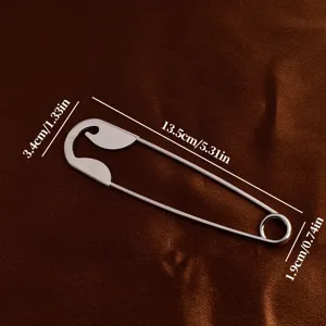 Grande pince à cheveux épingle de sûreté en métal pour femme, barrette argentée élégante.