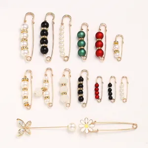 Pearl safety pins decorative brooch clips for clothes waist tightening anti-exposure set