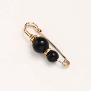 Gold alloy pearl safety pin brooch for waist tightening and anti-wardrobe malfunction clothes decor