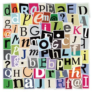 Autocollants DIY alphabet et chiffres mixtes, style lettre de rançon autocollant déco.