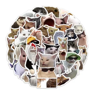 51pcs funny cat stickers cute meme cat waterproof stickers for laptop phone suitcase decor