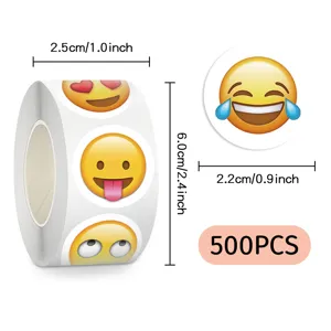 Rotolo di adesivi emoji 500 pz decalcomanie impermeabili faccine divertenti per craft