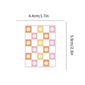 Retro checkerboard daisy sticker detail, waterproof aesthetic stationery decal 4.4x5.9cm.