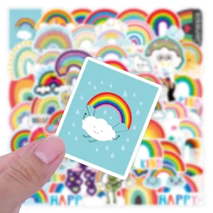 50pz simpatici adesivi arcobaleno nuvola impermeabili estetici vinile per valigia chitarra