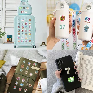 Waterproof 67 Internet Slang Stickers Set Cartoon Decals for Luggage Water Bottle