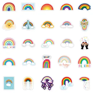 Set di adesivi arcobaleno carini impermeabili adesivi graffiti estetici per valigia chitarra laptop.