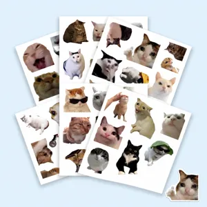 51 Pcs Funny Meme Cat Stickers Waterproof Cute Decals for Laptop Phone Case Luggage