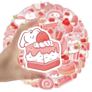 Simpatici adesivi dessert rosa kawaii cartone animato impermeabili in vinile per custodia.