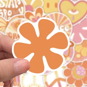 Retro hippie flower waterproof vinyl sticker set for water bottle guitar laptop