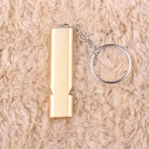 Sifflet de survie d'urgence en métal doré à double tube avec porte-clés portable plein