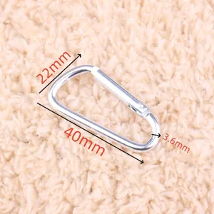 Detailed view of the small D-shaped aluminum alloy carabiner with clear size dimensions.