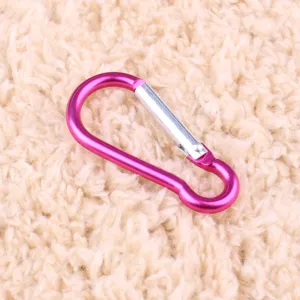 Pink aluminum alloy gourd shaped carabiner clip for outdoor sports and daily use.
