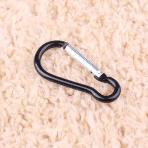 Black aluminum gourd carabiner clip, durable snap hook for outdoor gear and power bank hanging.