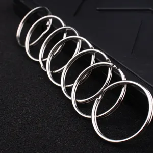 Metal split key rings detail shot, double loop smooth nickel plated metal hardware loops.
