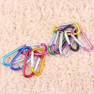 Colorful aluminum D-ring carabiners set, lightweight mini snap hooks for outdoor camping.