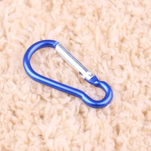 Blue aluminum alloy gourd shape carabiner detail, lightweight outdoor quick clip for daily use.
