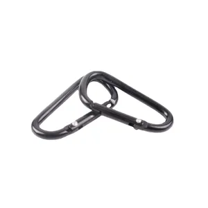 Schwarzer Aluminium Karabiner Federhaken für Outdoor Camping und Rucksack Befestigung ideal.