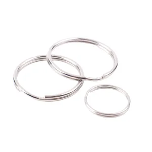 Silver double layer metal split key rings heavy duty key chain hardware accessories set