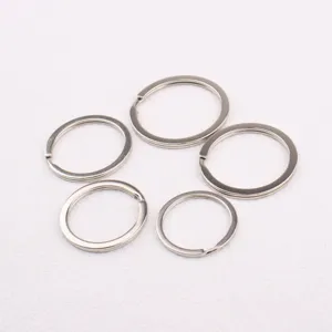 Juego de llaveros planos de metal, anillos dobles de resorte resistentes para llaves de auto.
